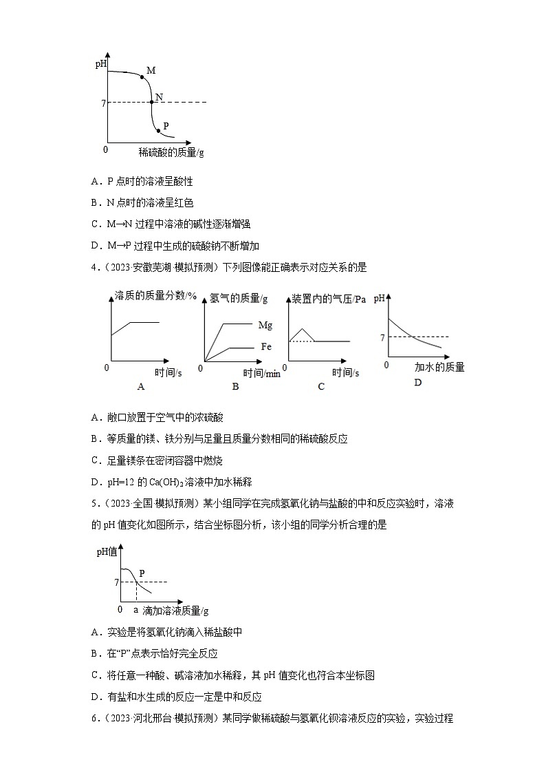 2023年中考化学冲刺复习坐标图像专题模拟新题专练-03pH的变化图像（稀释或中和）④第2页