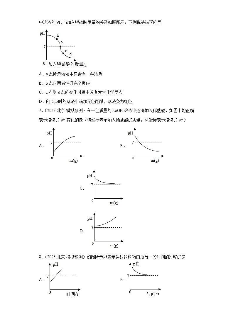 2023年中考化学冲刺复习坐标图像专题模拟新题专练-03pH的变化图像（稀释或中和）④第3页