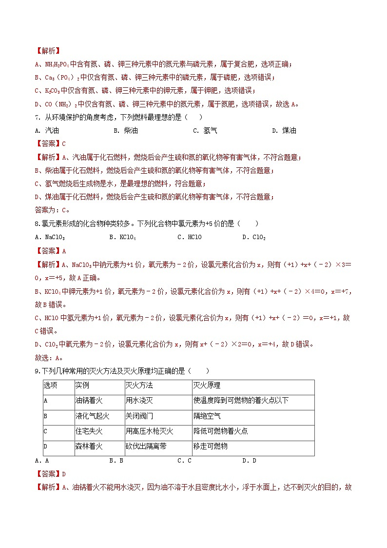 2023年中考押题预测卷02（北京卷）-化学（考试版）A403