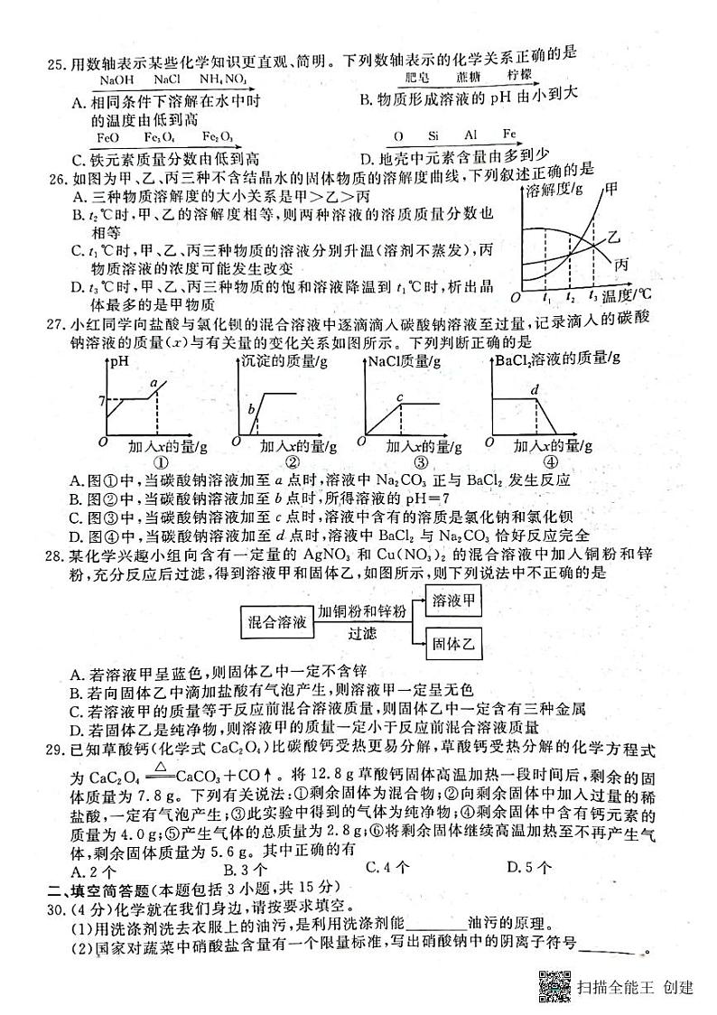 2023年湖北省黄冈市黄梅多校5月中考模拟联考化学试卷+第2页