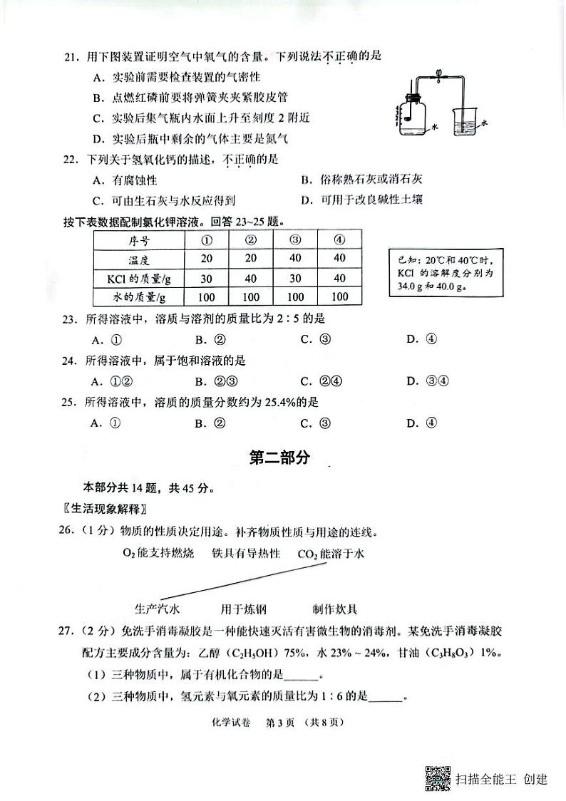 2023年北京市石景山区一模化学试题03