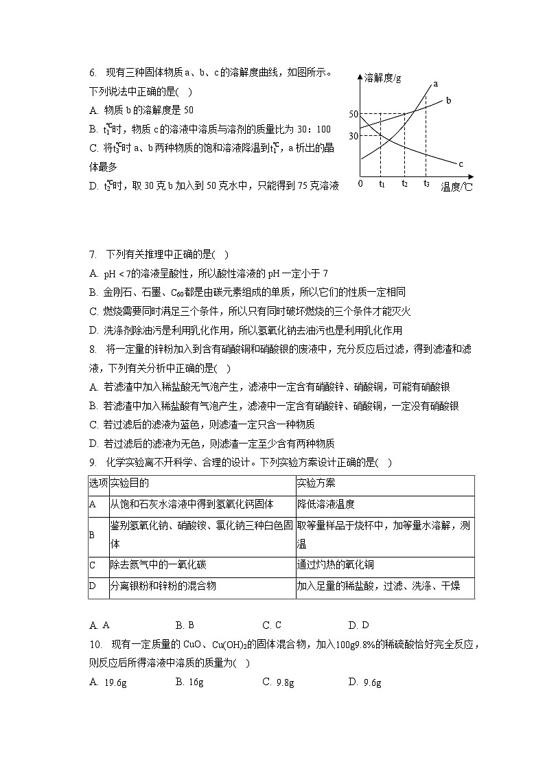 2023年湖北省黄冈市、孝感市、咸宁市部分学校中考化学一模试卷(含答案解析)02