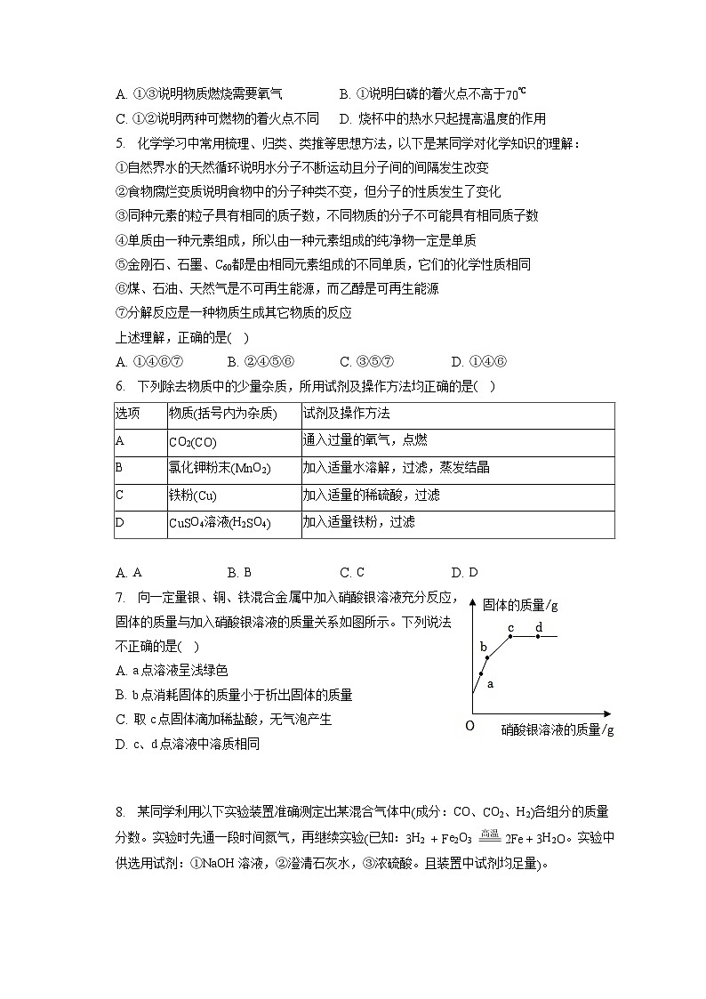 2023年湖北省武汉市蔡甸区莲花湖中学中考化学质检试卷（3月份）(含答案解析)02