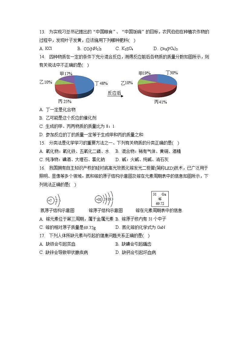 2023年湖南省衡阳市衡山县中考化学二模试卷(含答案解析)03