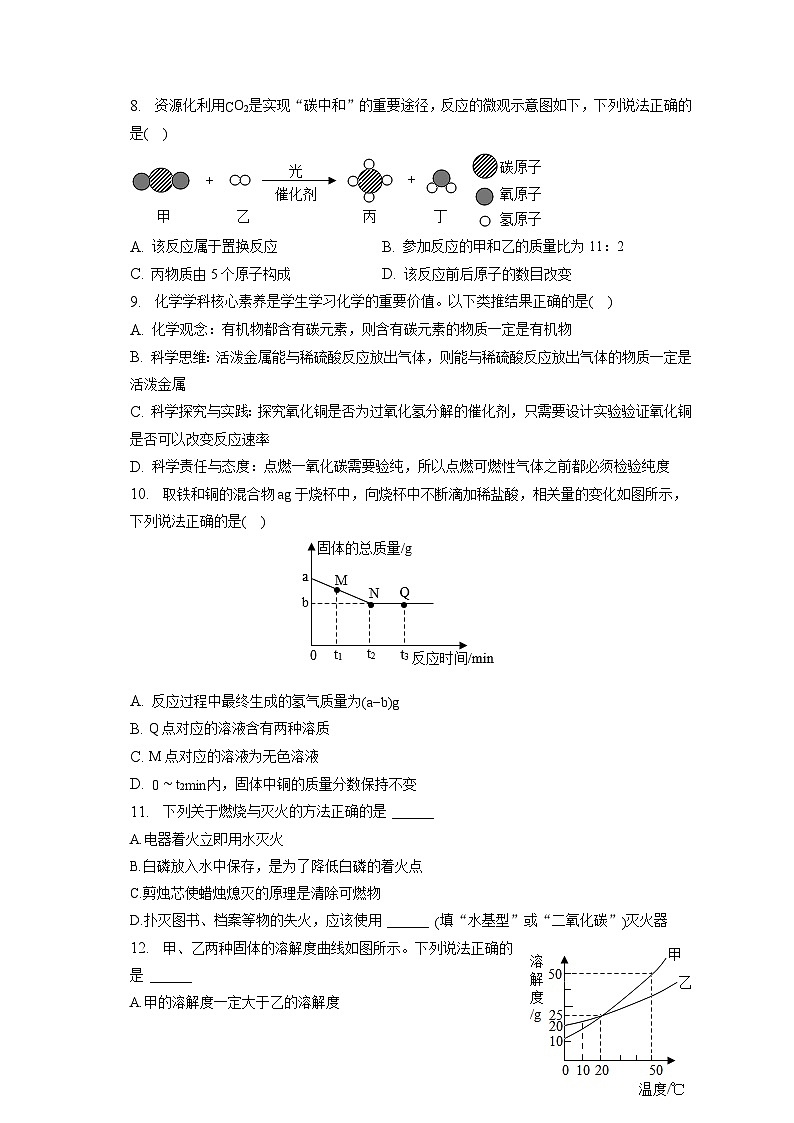 2023年江西省赣州市寻乌县中考化学一模试卷(含答案解析)02