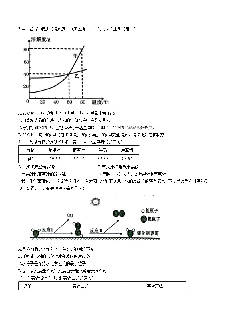2023年湖南省张家界市永定区中考一模化学试题（含答案）02