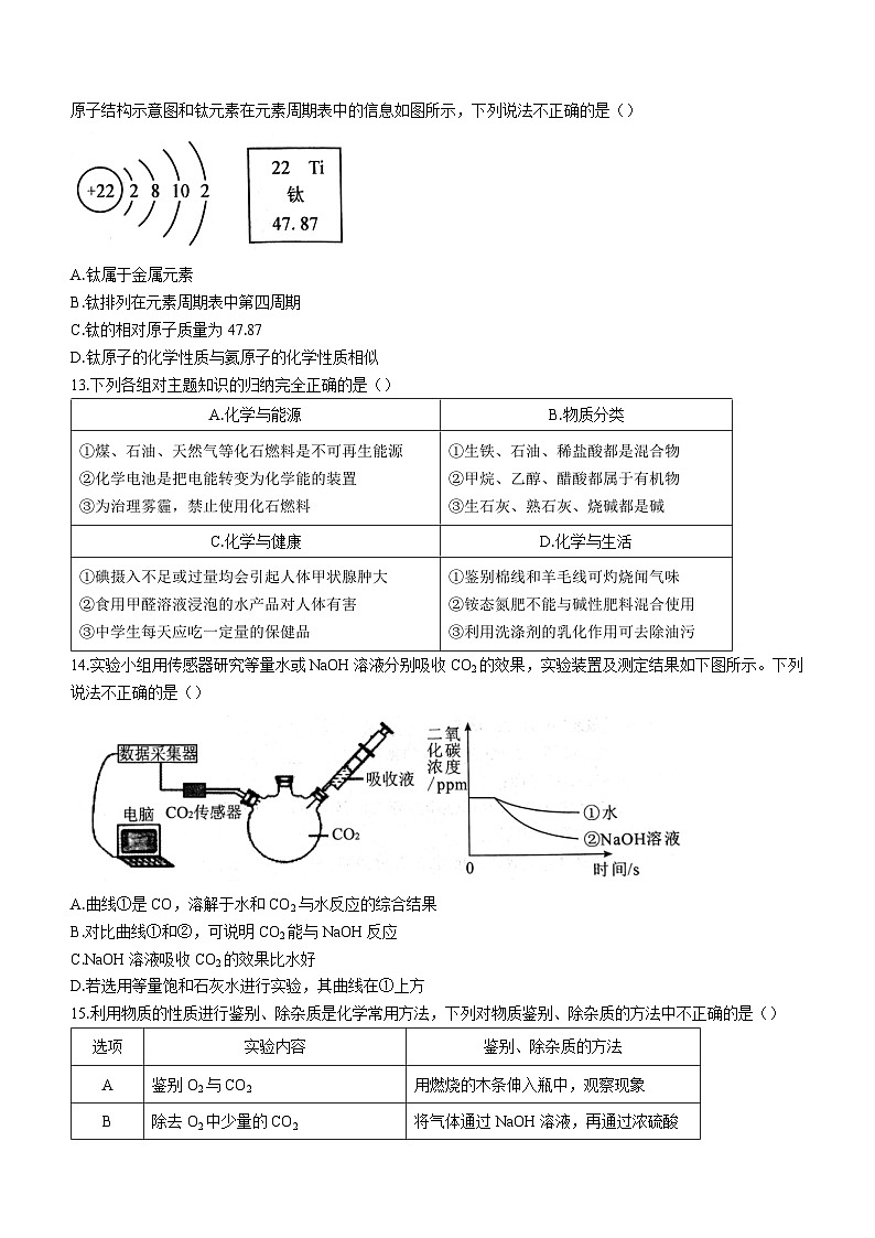 2023年山东省聊城市莘县中考一模化学试题（含答案）03