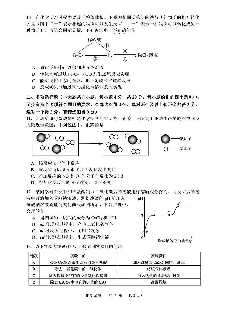 2023年山东省济南市高新区中考二模化学试卷(1)03