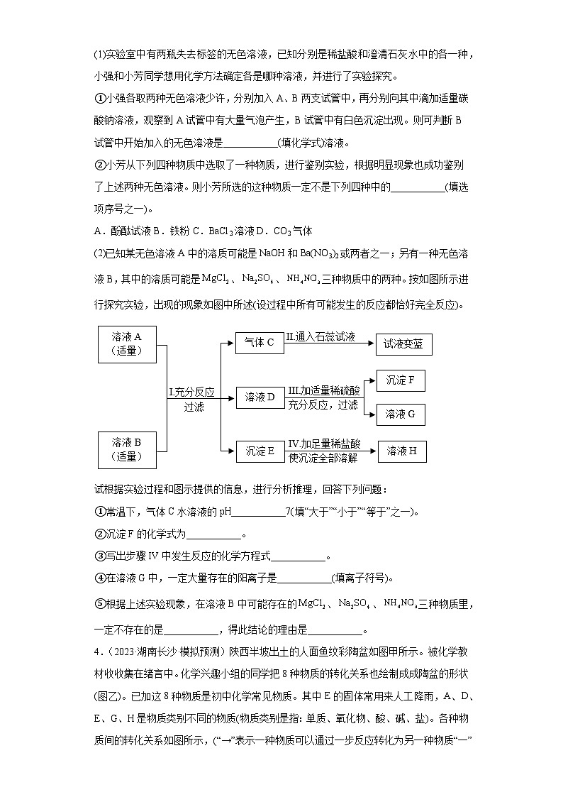2023年中考化学二轮专题复习元素或物质推断题02