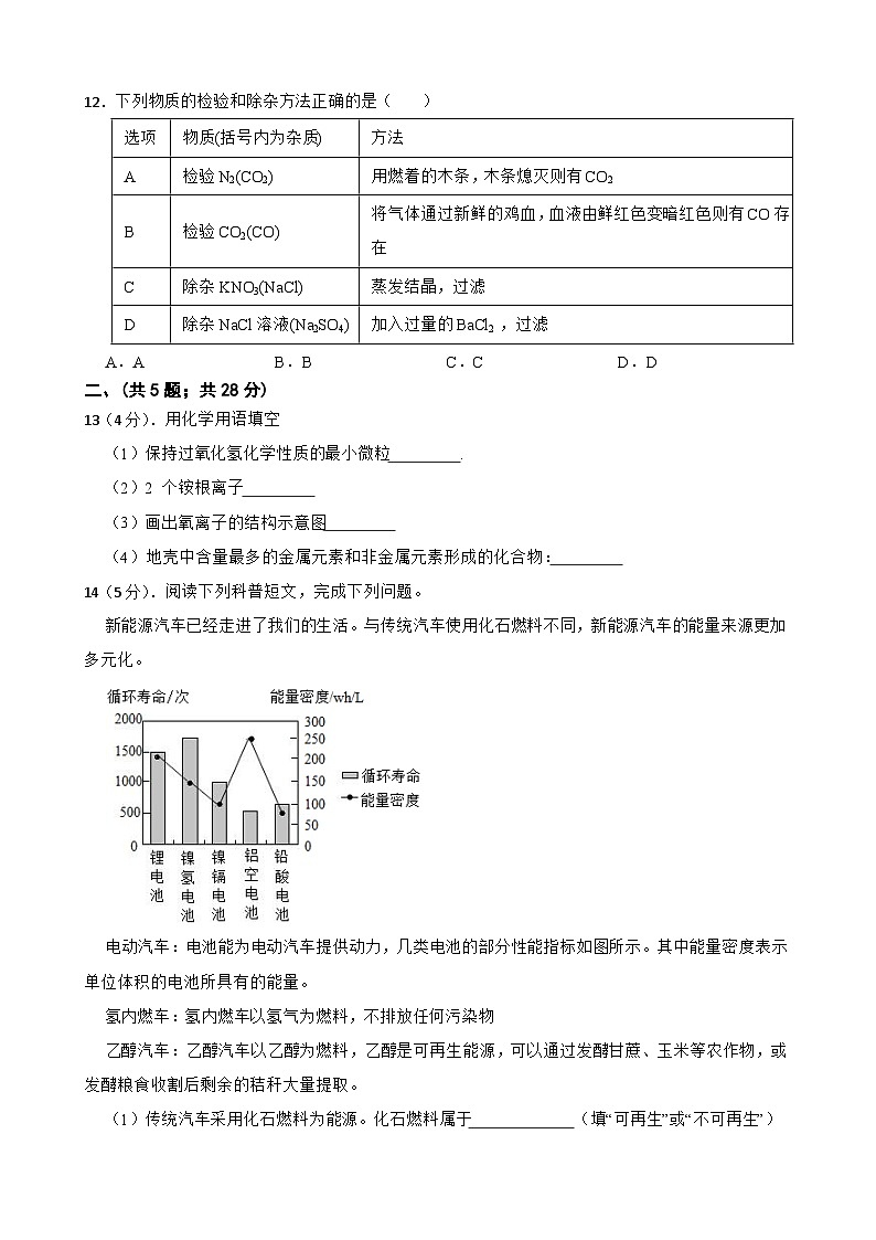 2023年安徽省宣城市十校联盟中考模拟化学试卷(含答案)第3页