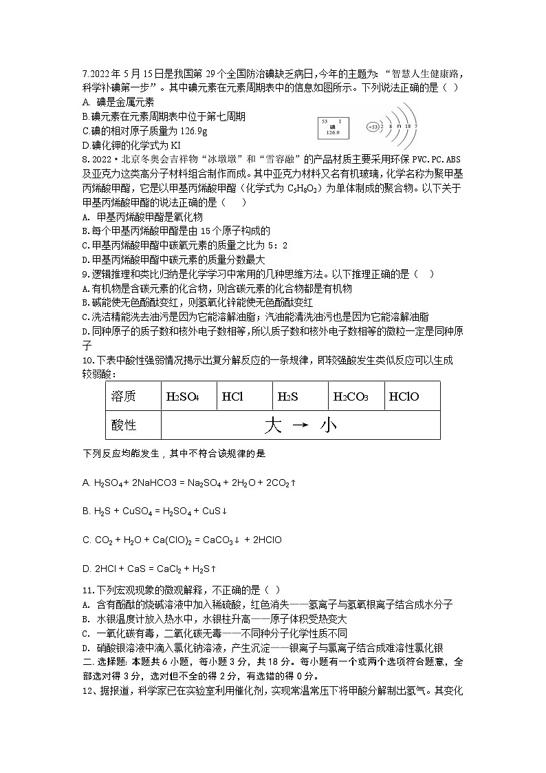 2023年山东省潍坊市初中学业水平模拟考试化学试题（三）(含答案)02
