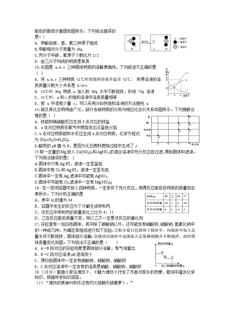 2023年山东省潍坊市初中学业水平模拟考试化学试题（三）(含答案)03