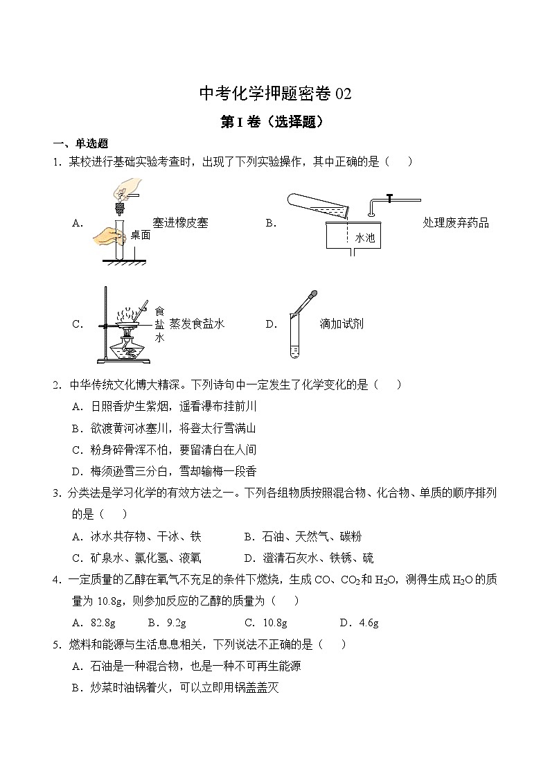 中考化学押题密卷0202