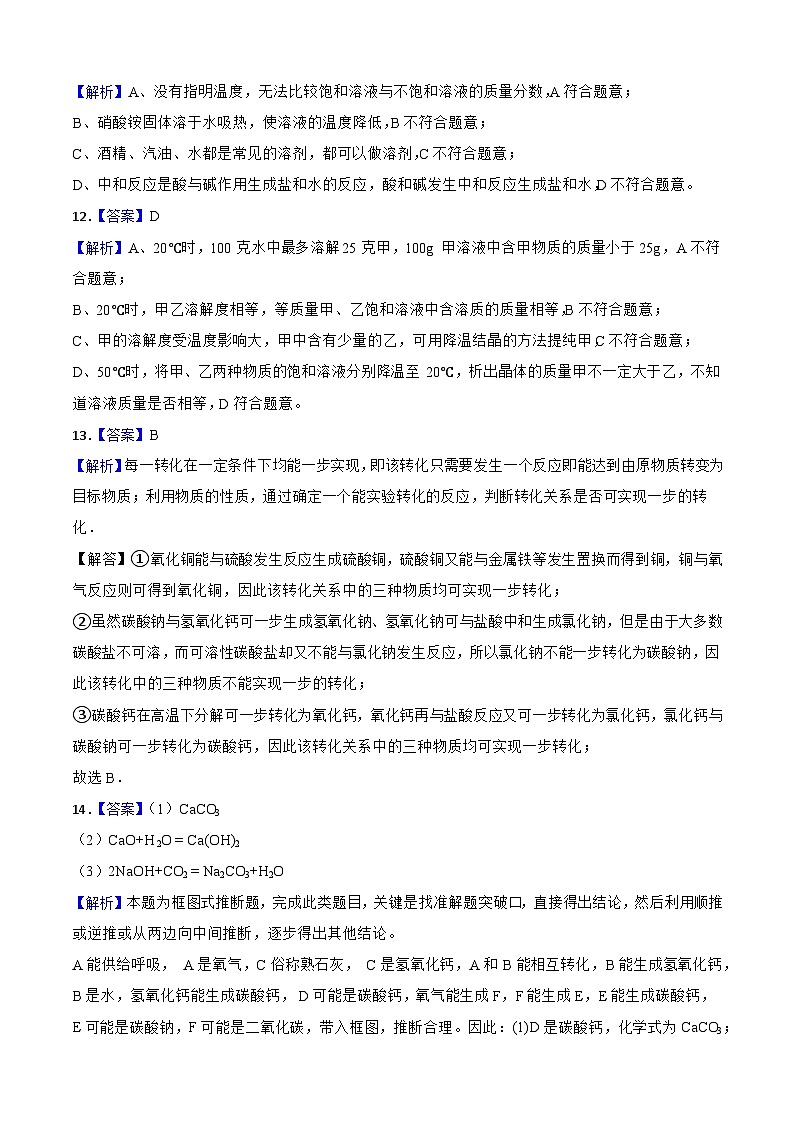 化学（沈阳卷）-【试题猜想】2023年中考考前最后一卷（考试版+答题卡+全解全析+参考答案）03