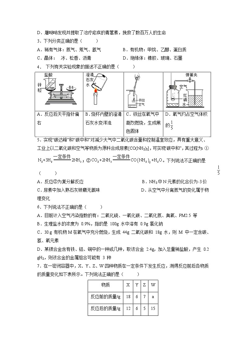 必刷卷02——2023年中考化学考前30天冲刺必刷卷(重庆专用)02