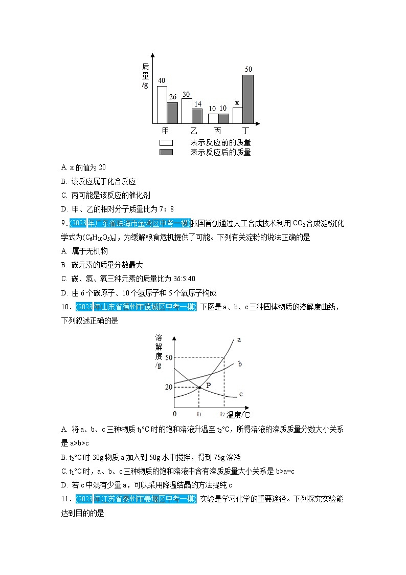 必刷卷03——2023年中考化学考前30天冲刺必刷卷（江苏南京专用）（原卷版）第3页
