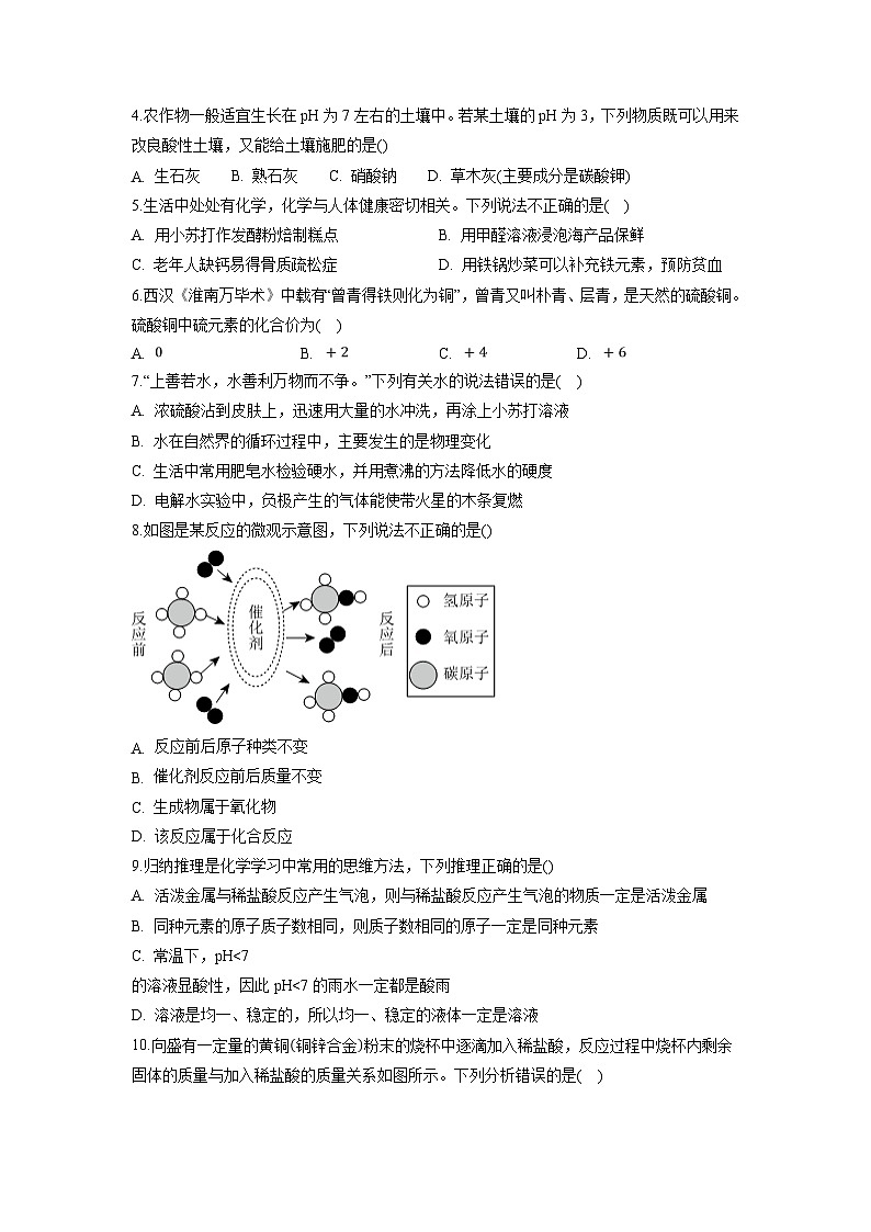 必刷卷01——2023年中考化学考前30天冲刺必刷卷（江西专用）（原卷版）第2页
