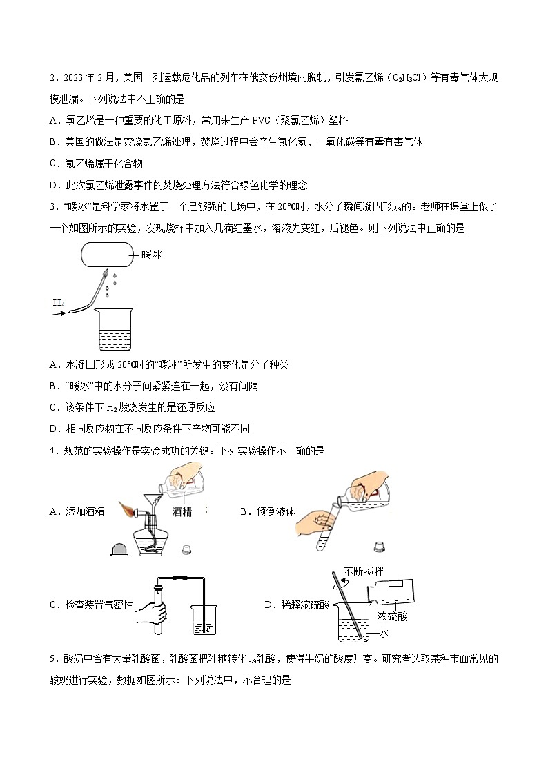 必刷卷04——2023年中考化学考前30天冲刺必刷卷（福建专用）（原卷版）第2页