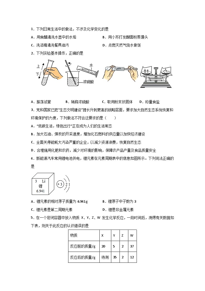 必刷卷02——2023年中考化学考前30天冲刺必刷卷（陕西专用）02