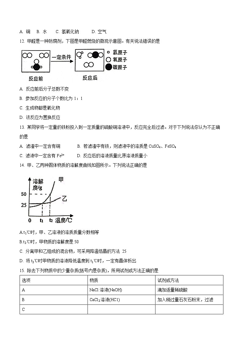 2023年山东省淄博市桓台县中考二模化学试题（含答案）03
