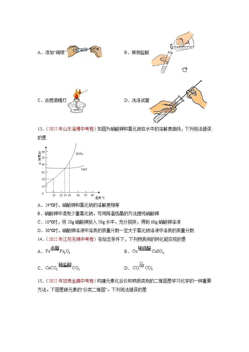 真题重组卷01——2023年中考化学真题汇编重组卷（江苏苏州专用）03