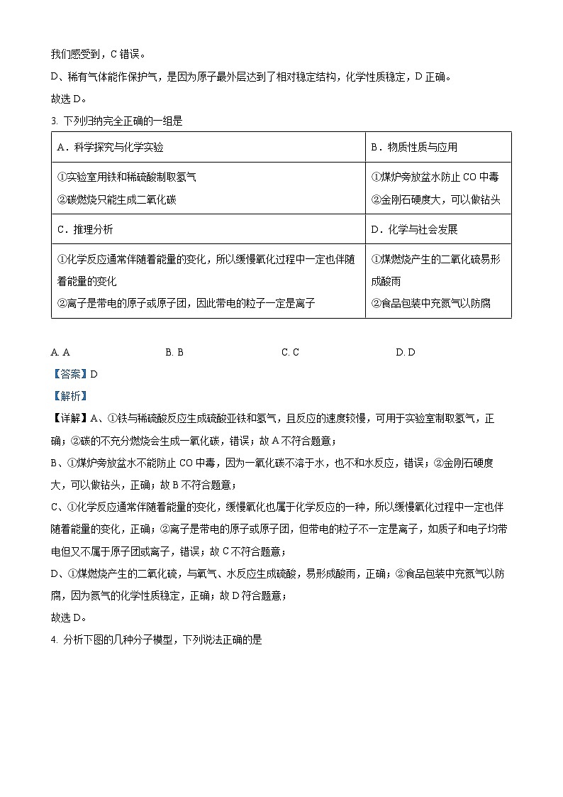 精品解析：2023年四川省成都市天府第七中学执诚学部中考二模化学试题（解析版）02