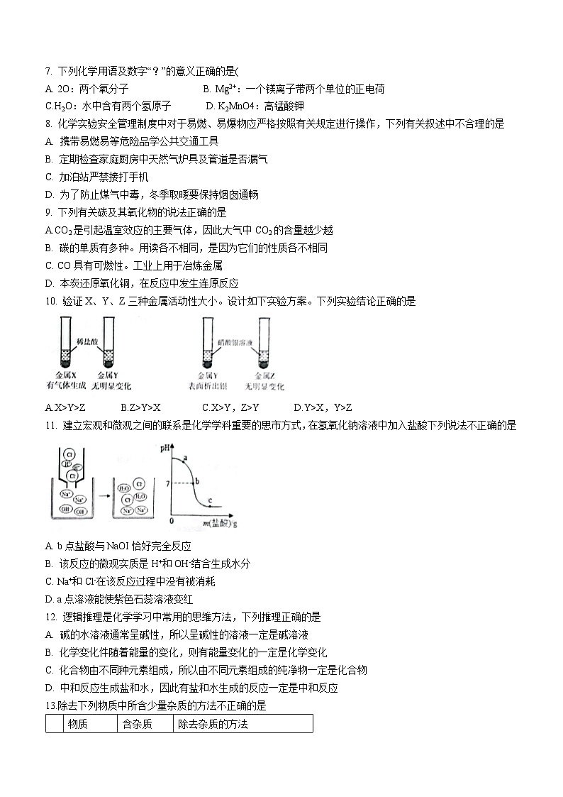 2023年山东省德州市宁津县中考二模化学试题（含答案）02