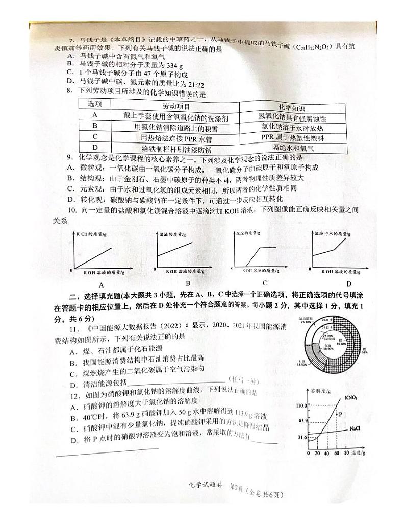 2023年江西省赣州市中考一模化学试题02