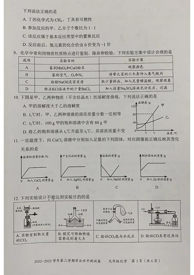 广东深圳龙华区2023届九年级中考二模化学试卷+答案第3页