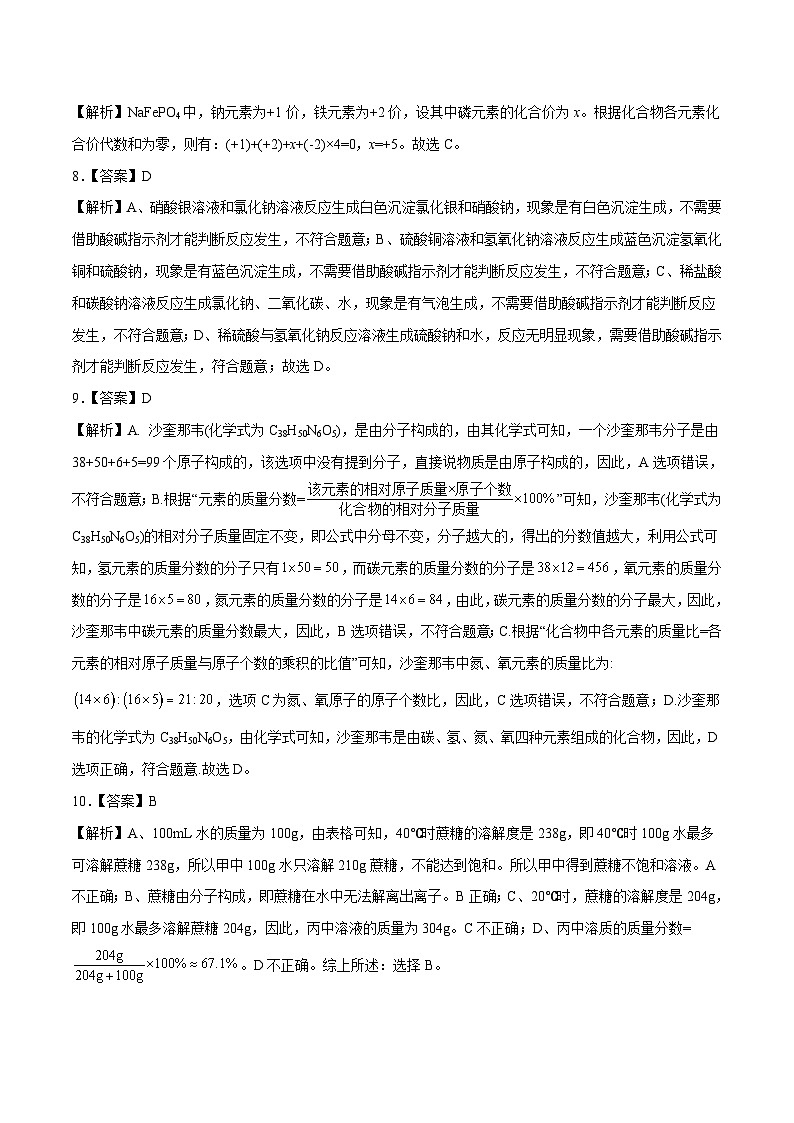 化学（山西卷）-学易金卷：2023年中考考前押题密卷（含考试版、全解全析、参考答案、答题卡）02