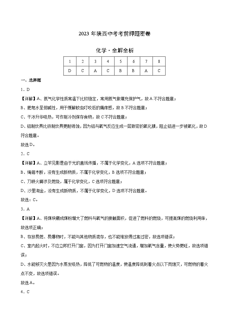 化学（陕西卷）（全解全析）第1页