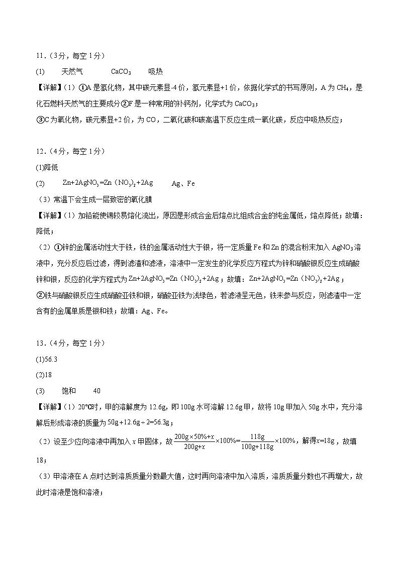 化学（陕西卷）（参考答案）第2页