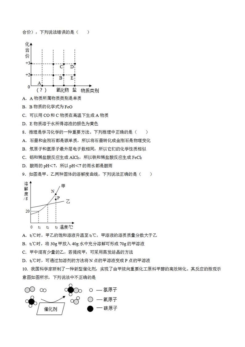 2023年中考押题预测卷01（安徽卷）-化学（考试版）03
