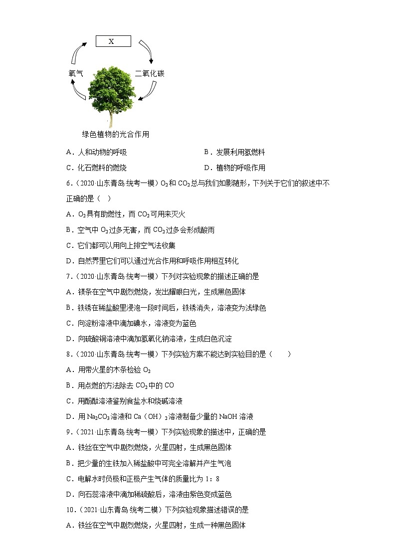 山东省青岛市三年（2020-2022）中考化学模拟题分题型分层汇编-14氧气第2页