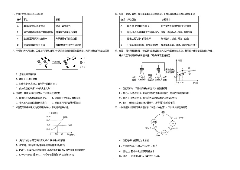 化学（江苏扬州卷）2023年中考考前最后一卷（考试版）A302