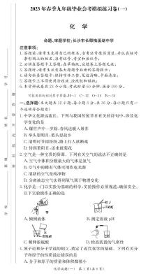 2023年湖南省长沙市中考模拟考试化学卷1