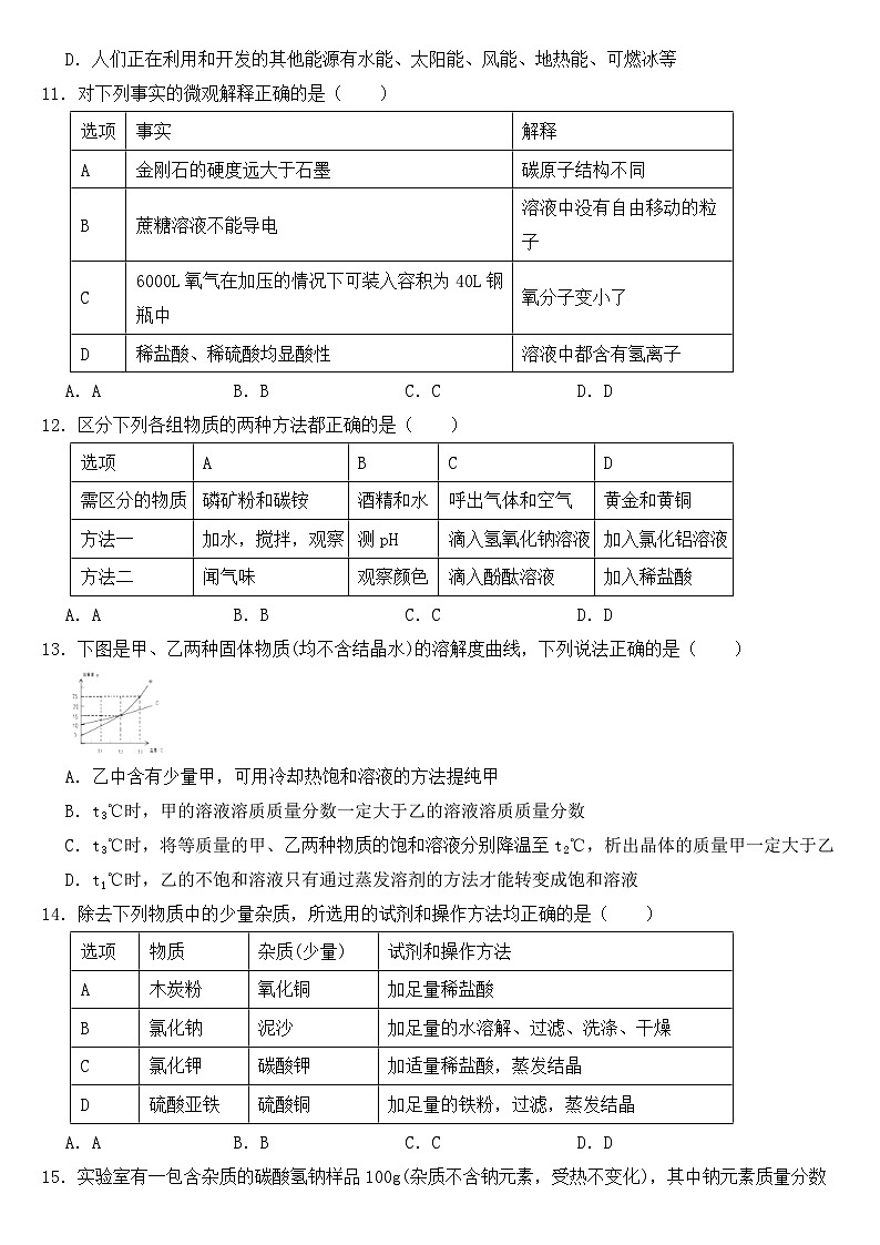 黑龙江省哈尔滨市2018年中考化学试题【含答案】第3页