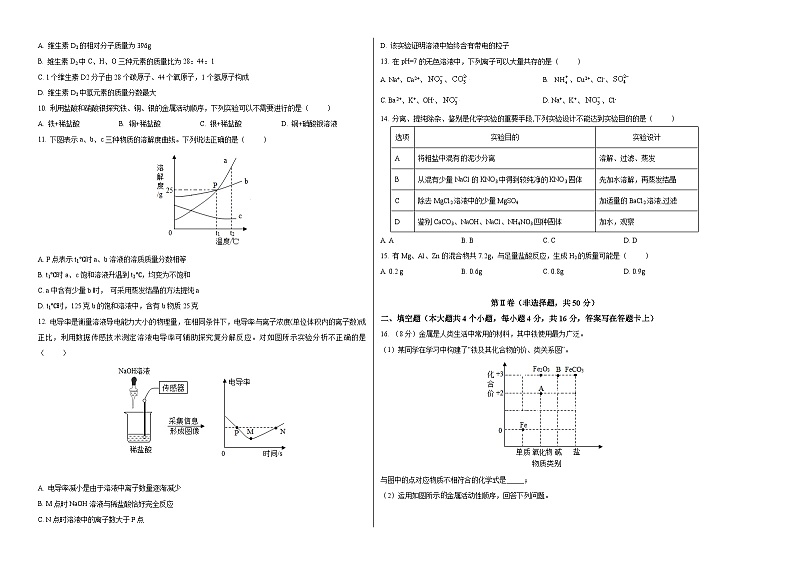 （江苏南京卷）2023年中考化学第一次模拟考试（考试版）第2页