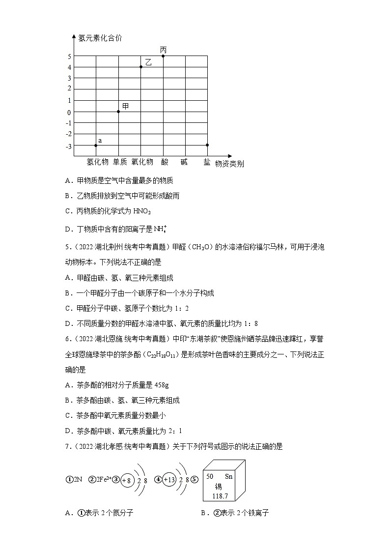 湖北省各地市2022年中考化学真题分项汇编-09化学式与化合价第2页