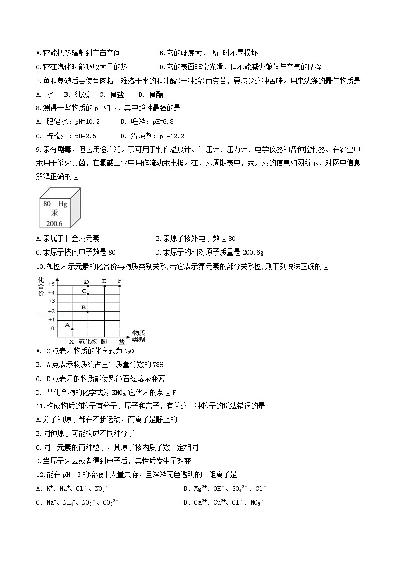 2023年湖南省常德市初中化学中考模拟考试卷（三）(含答案)第2页