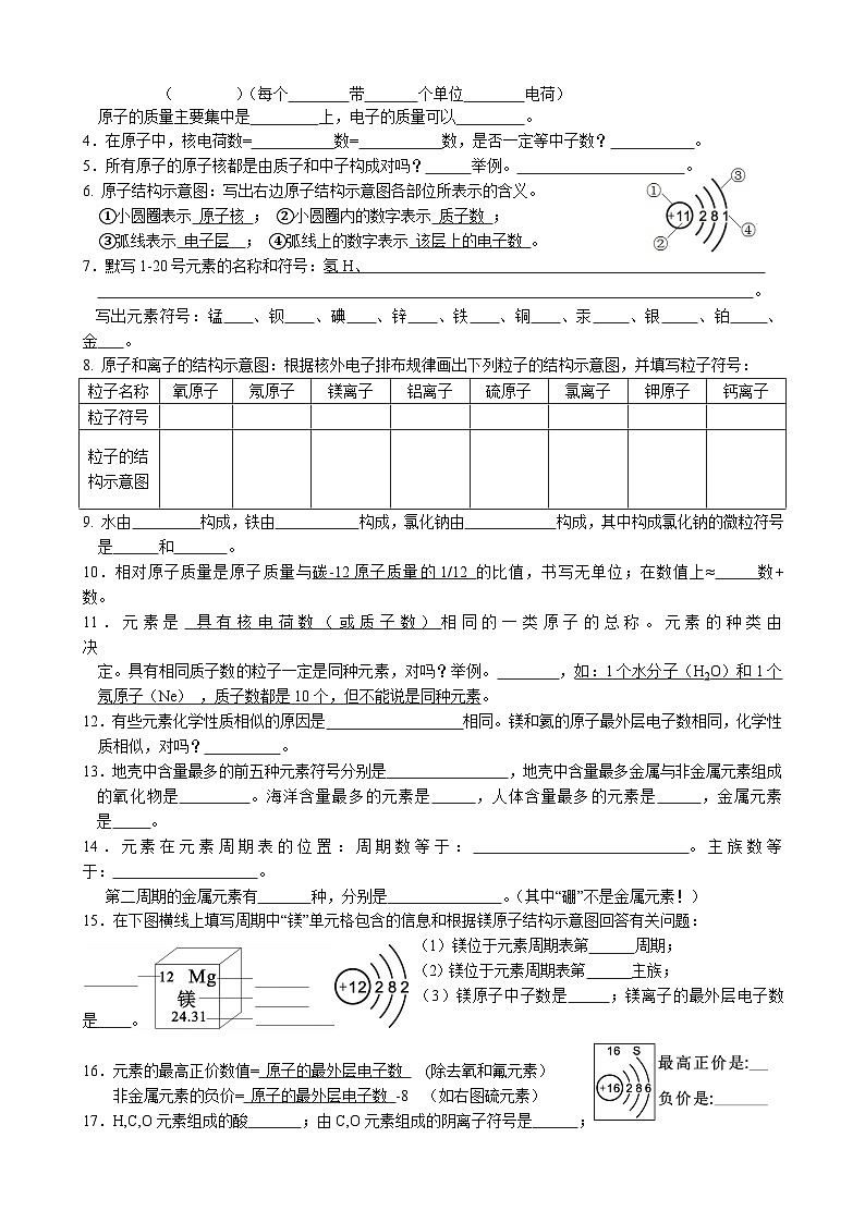寒假作业初三化学基础复习大全（填空版）11.27第2页