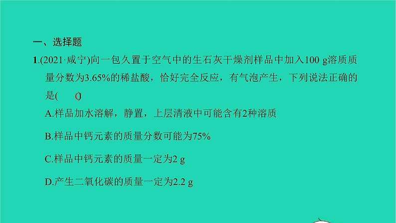 全国版2022中考化学第二篇专题突破能力提升专题九化学计算及应用练本课件第2页