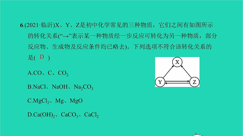 全国版2022中考化学第二篇专题突破能力提升专题六物质的转化和推断练本课件第7页