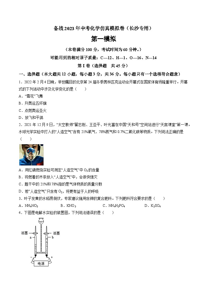备战2023年长沙中考化学仿真模拟卷（解析版）第1页