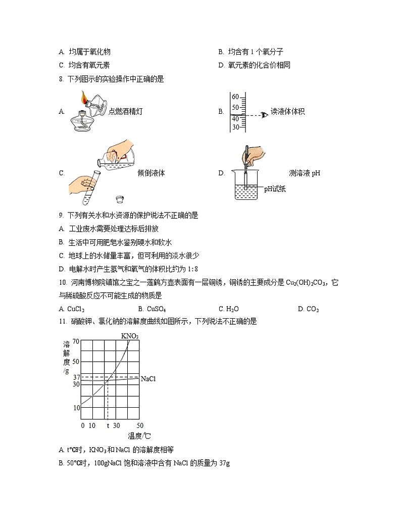 2023届河南省许昌市禹州市中考化学阶段性适应模拟试题（3月）含解析第2页