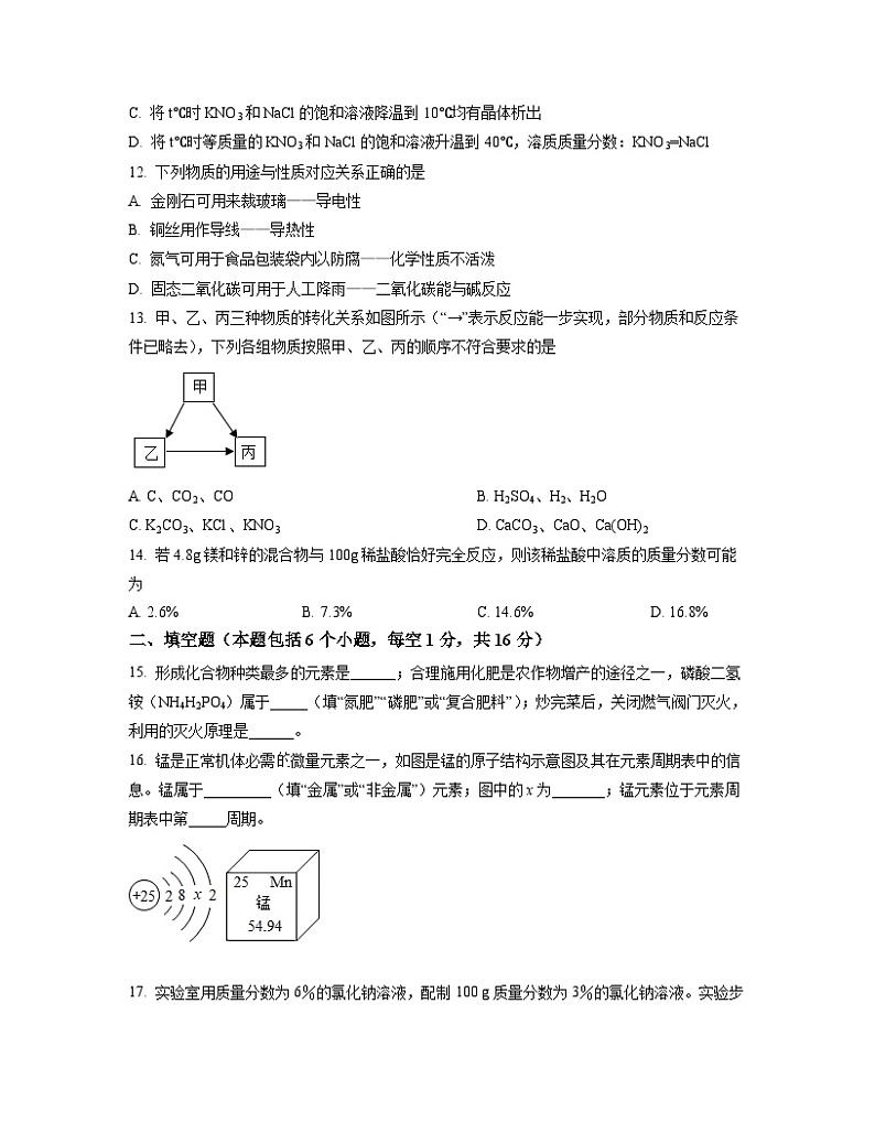 2023届河南省许昌市禹州市中考化学阶段性适应模拟试题（3月）含解析第3页