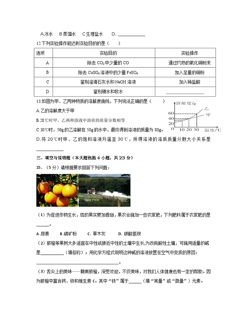 2023届江西省赣州市寻乌县中考化学阶段性适应模拟试题（一模）含解析03