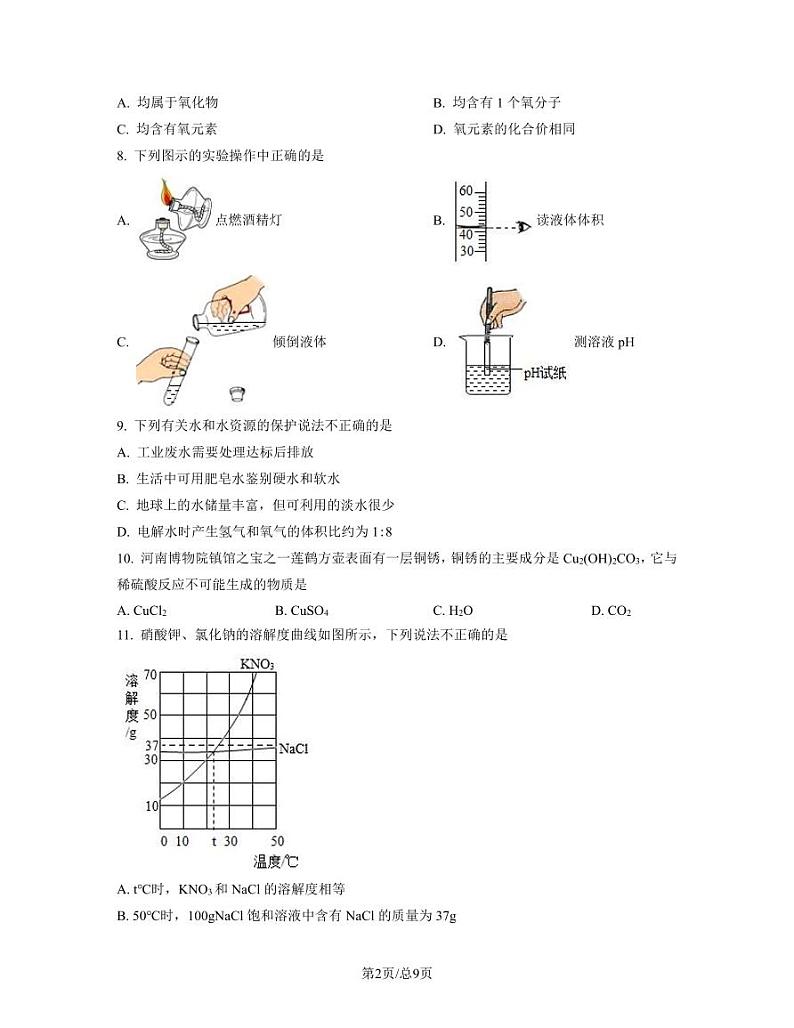 2023届河南省许昌市禹州市中考化学阶段性适应模拟试题（3月）含解析第2页