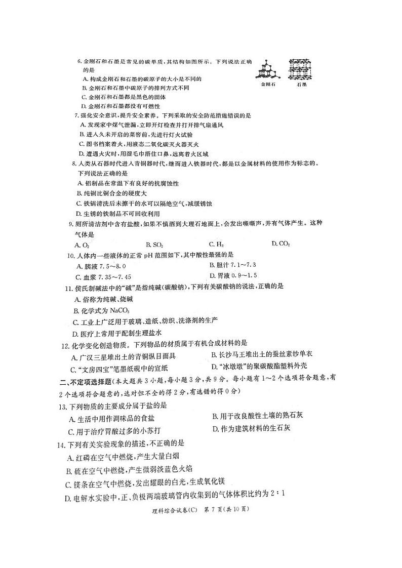 【全科】模考卷2023年长郡教育集团 中考二模 化学试卷（含答案）第2页