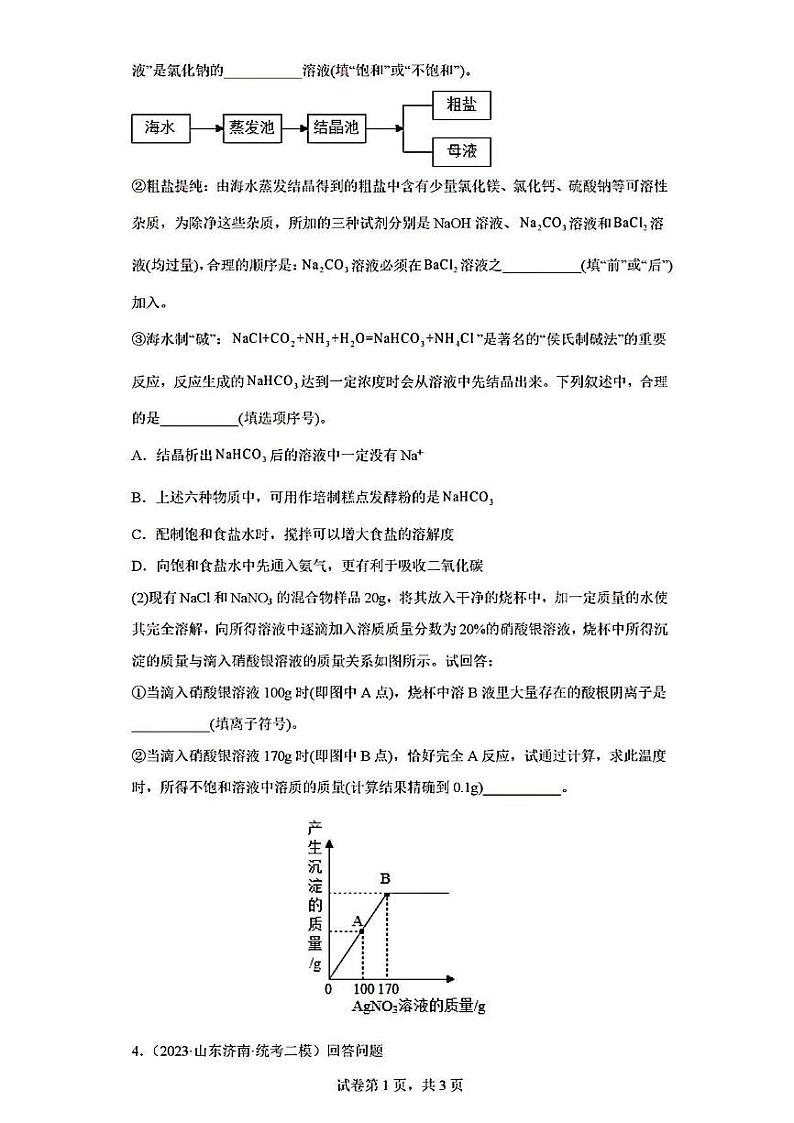 2023年济南市中考化学模拟试题汇编综合应用题一第3页